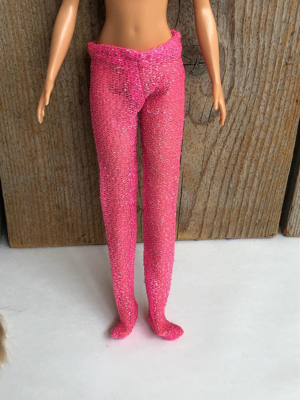 Roze zilver mailot legging voor Barbie sporten, Kinderen en Baby's, Ophalen of Verzenden, Zo goed als nieuw, Barbie