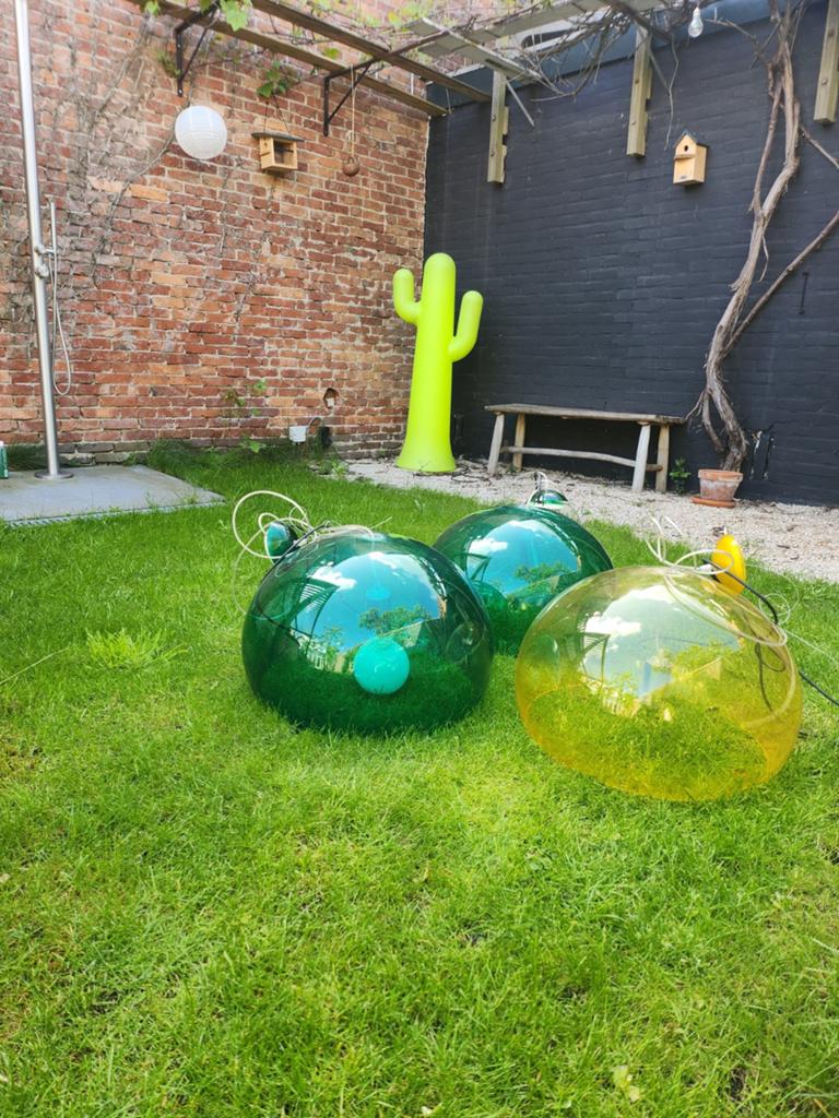 Kartell fly hanglampen 3x groen geel, Ophalen, Minder dan 50 cm