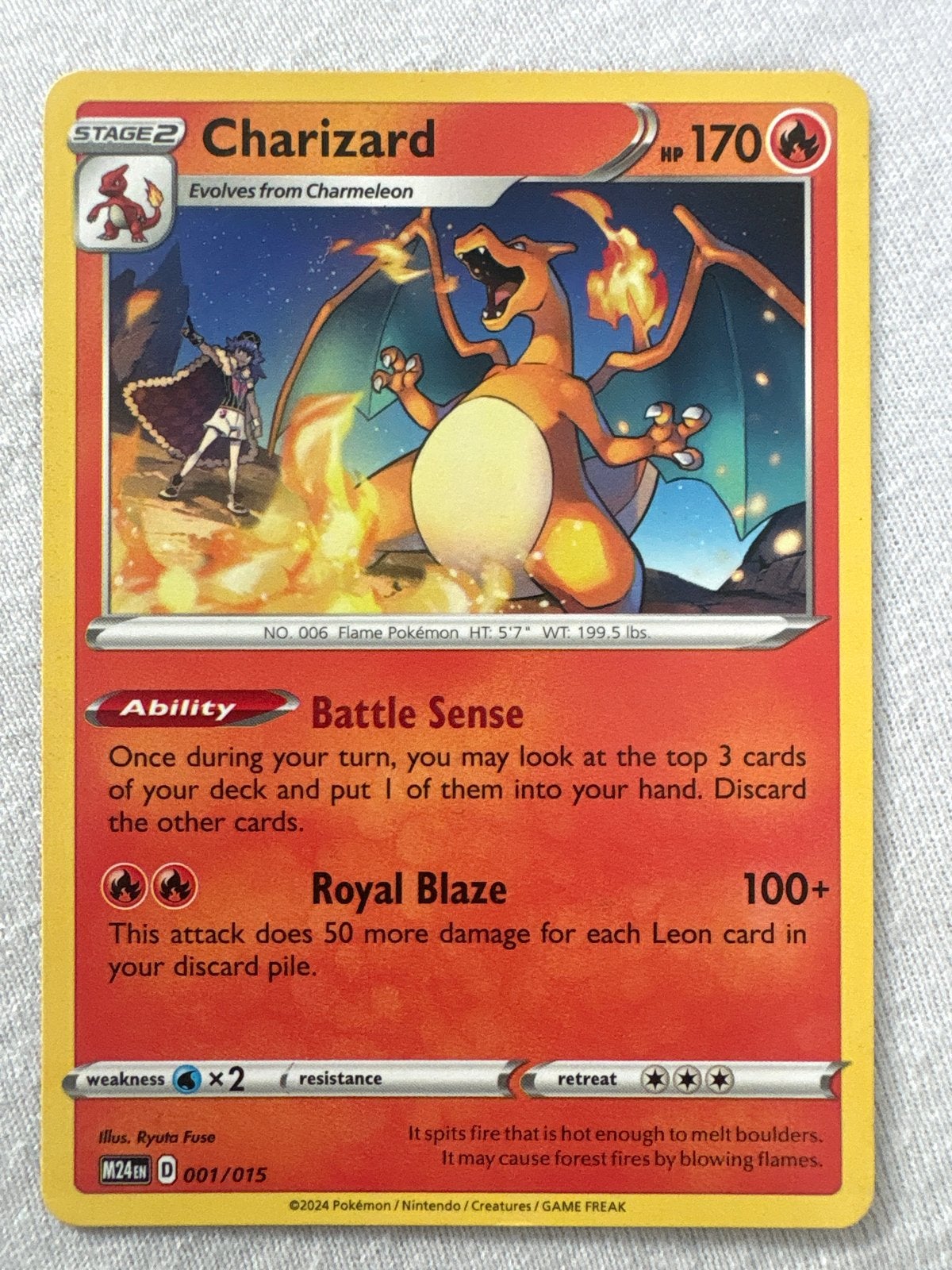 Charizard Pokémon kaart M24TH D 001/015 - Zo goed als nieuw, Ophalen of Verzenden, Zo goed als nieuw, Losse kaart