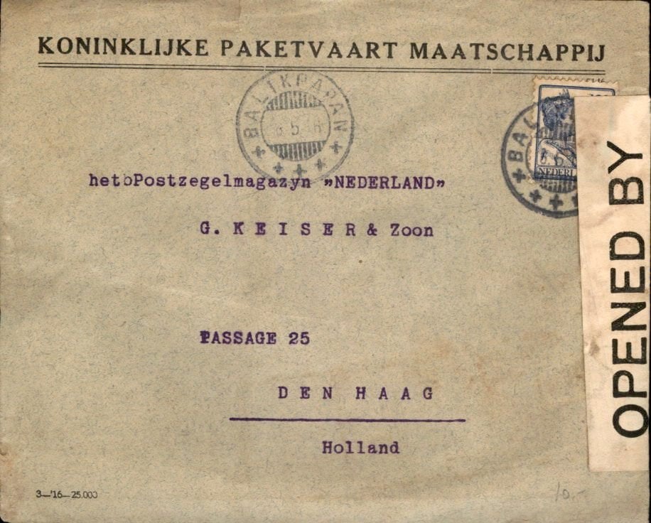 Nederlands Indië -  Koninklijke Paketvaart Maatschappij 1916, Verzenden, Envelop