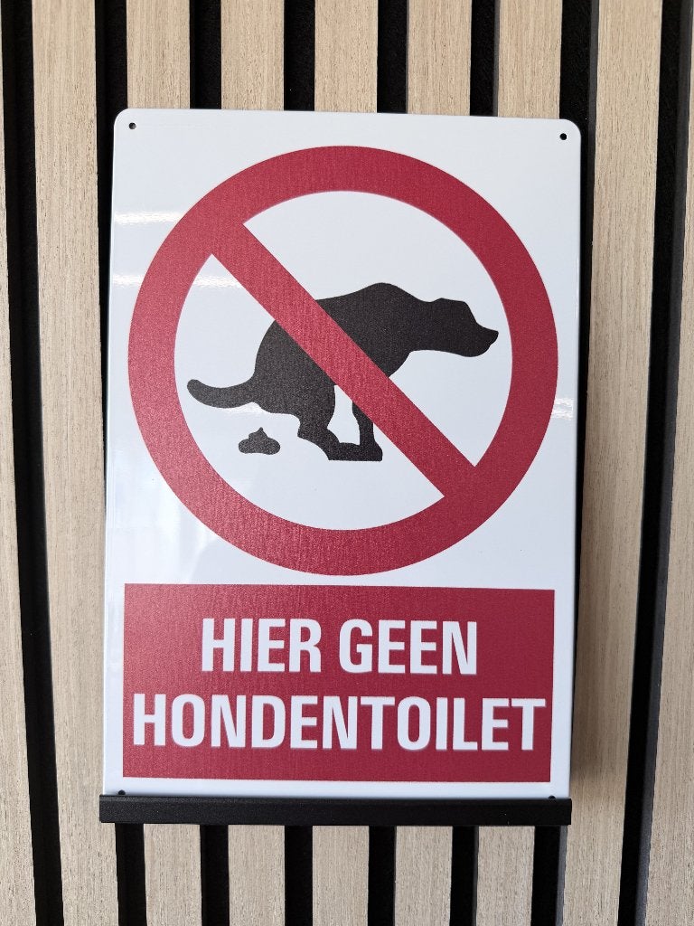 Hier geen hondentoilet , tekstbord, Ophalen of Verzenden, Www.pand50.nl, Info@pand50.nl, Printer 29B Coevorden