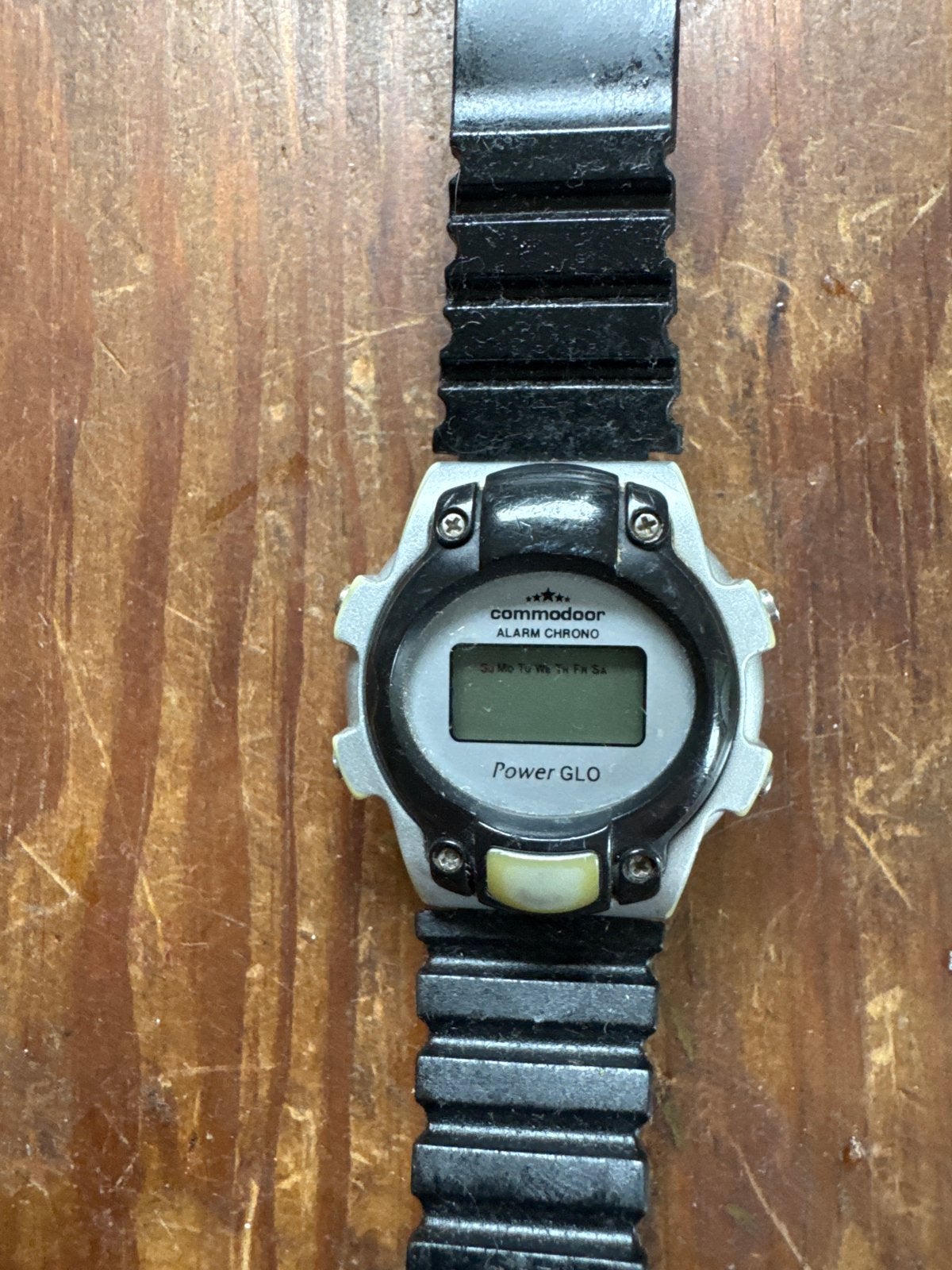 Vintage Commodoor Alarm Chrono Power GLO horloge (loopt niet, Ophalen of Verzenden, Overige materialen, Polshorloge, Overige merken