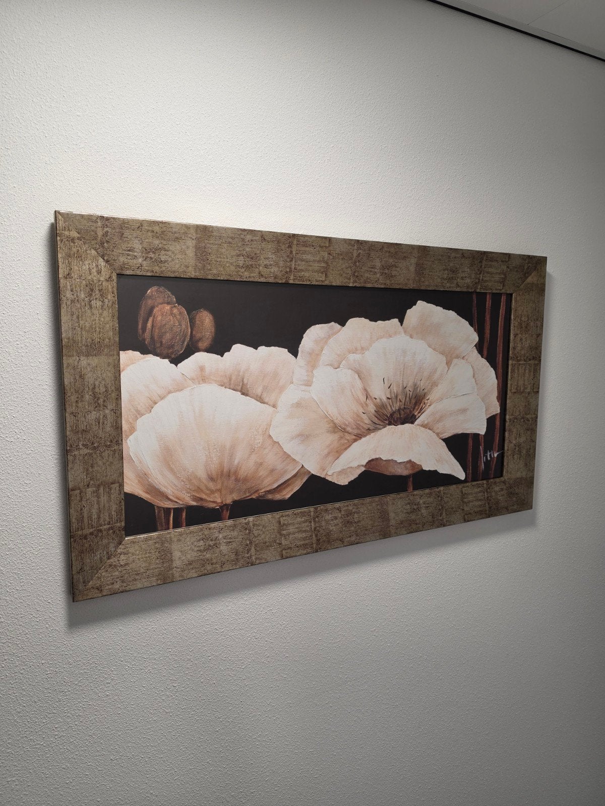 Schilderij met bloemen, 120x70cm, inclusief lijst, Doek, Realistisch, Print, Ingelijst