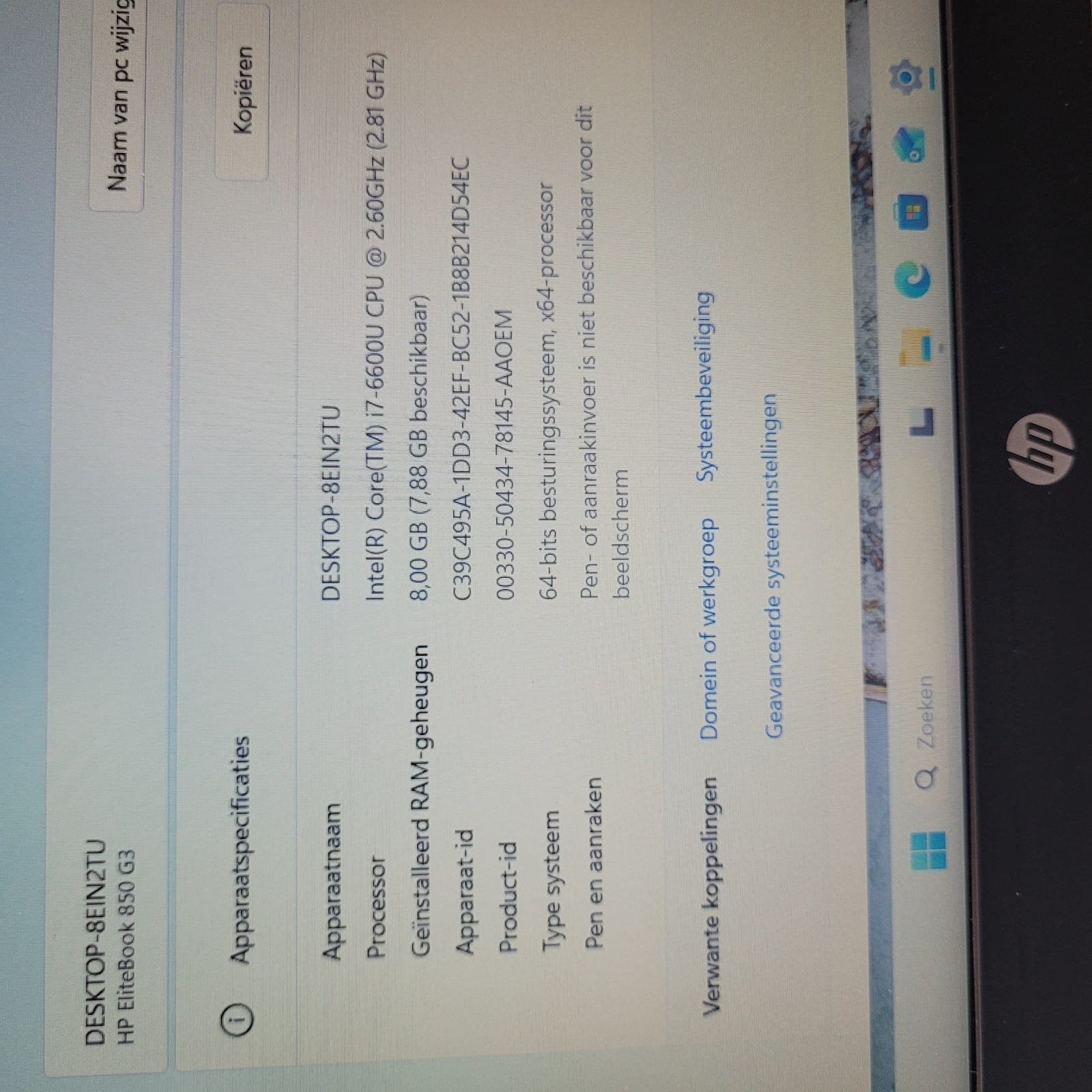 HP EliteBook 850 G3 - i7-6600U, 8GB RAM, Ophalen, Gebruikt, 2 tot 3 Ghz, 8 GB
