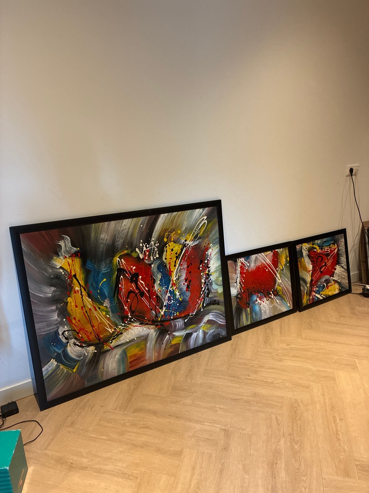 Abstracte kunst schilderijen set (3 stuks), Ophalen of Verzenden