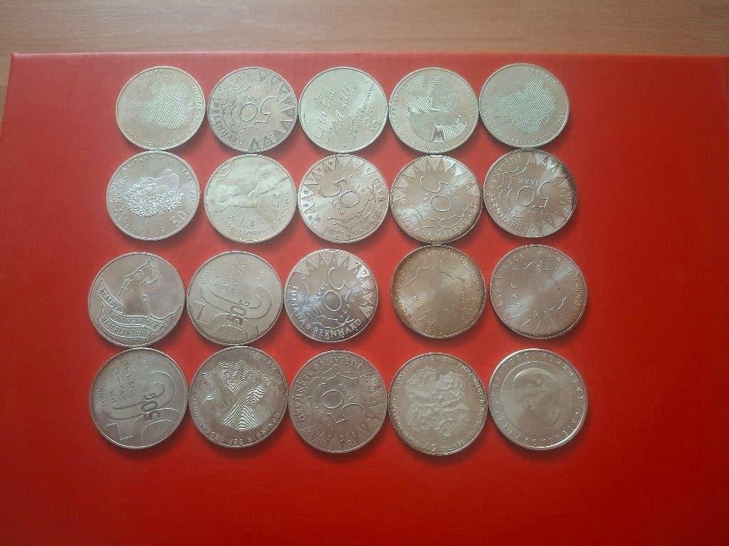 Zilveren 50 gulden munten 20 stuks, Koningin Beatrix, Zilver, Ophalen of Verzenden, Losse munt