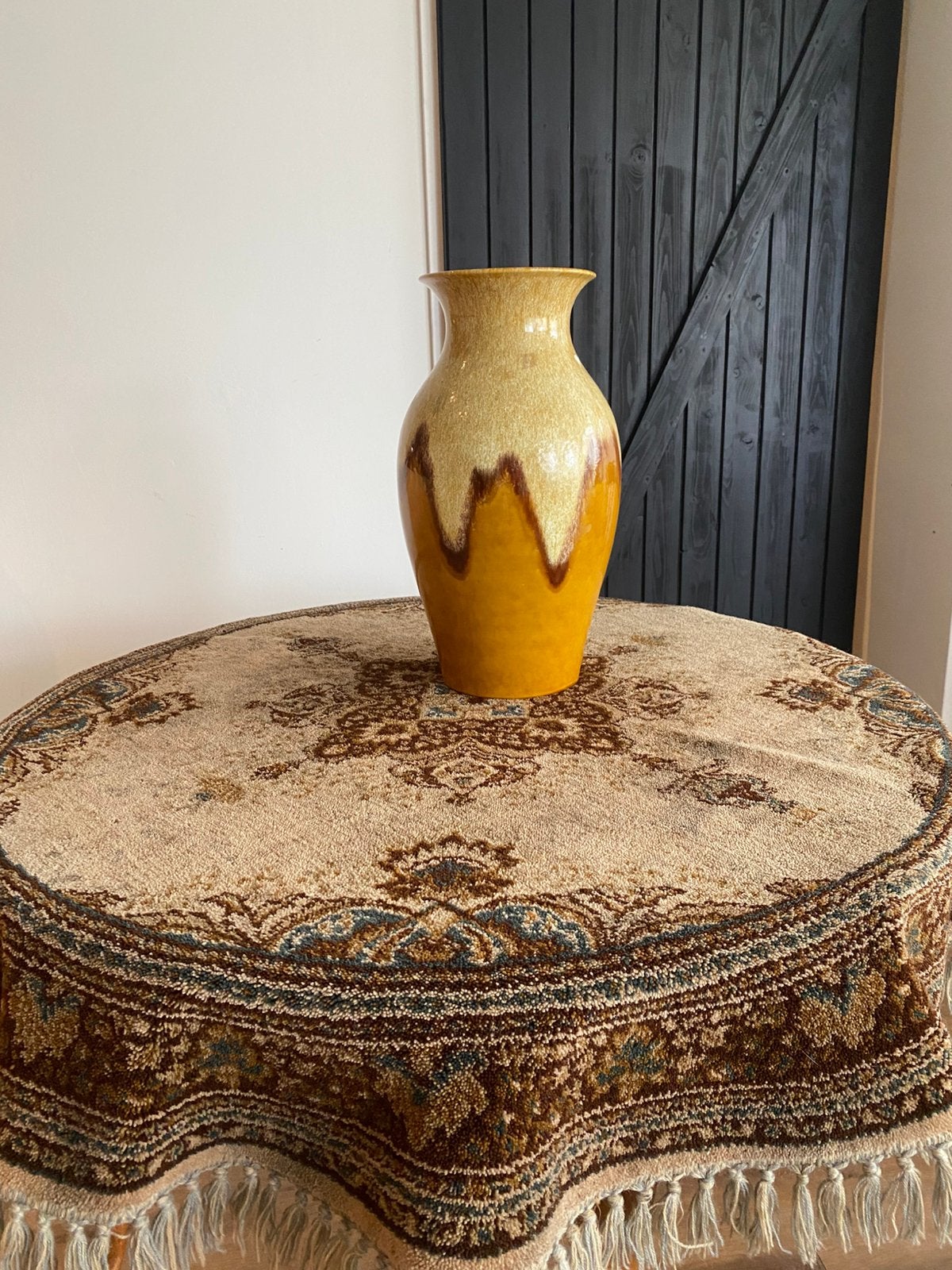 Prachtig vintage rond smyrna tafelkleed, Tafelkleed, Ophalen of Verzenden, Zo goed als nieuw, Rond
