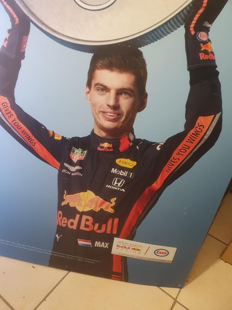 Reclamebord Max Verstappen dubbelzijdig .is ong 180 bij80cmj, Ophalen, Zo goed als nieuw, Reclamebord