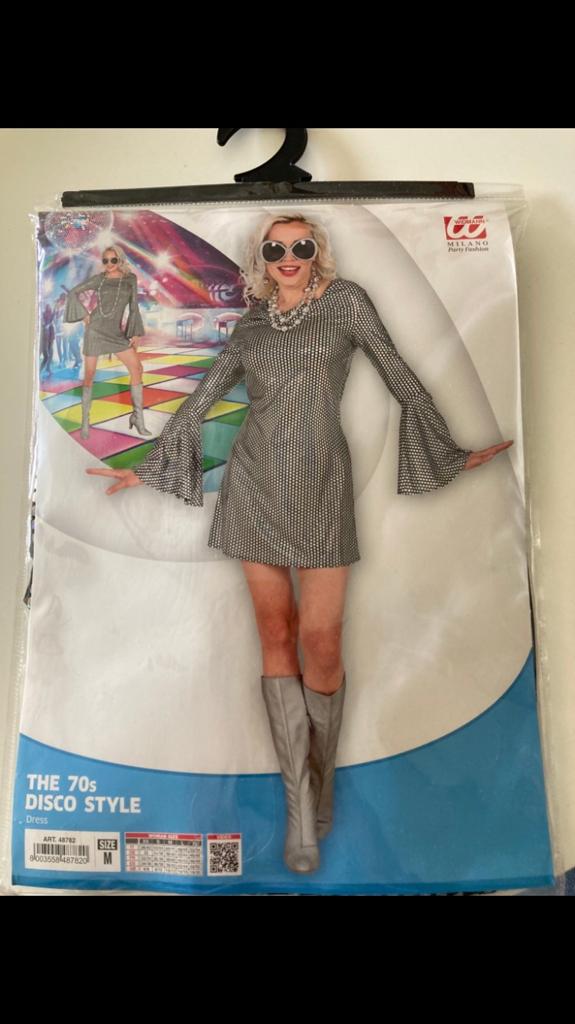 Nieuw disco 70s jurkje, M, Maat 38/40 (M), Ophalen of Verzenden, Kleding, Overige thema's