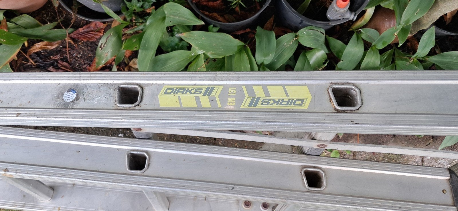 Dirks EN 131 Aluminium Schuifladder - Gebruikt, Doe-het-zelf en Verbouw, Ladders en Trappen, Ophalen, Gebruikt, Ladder, Opvouwbaar of Inschuifbaar