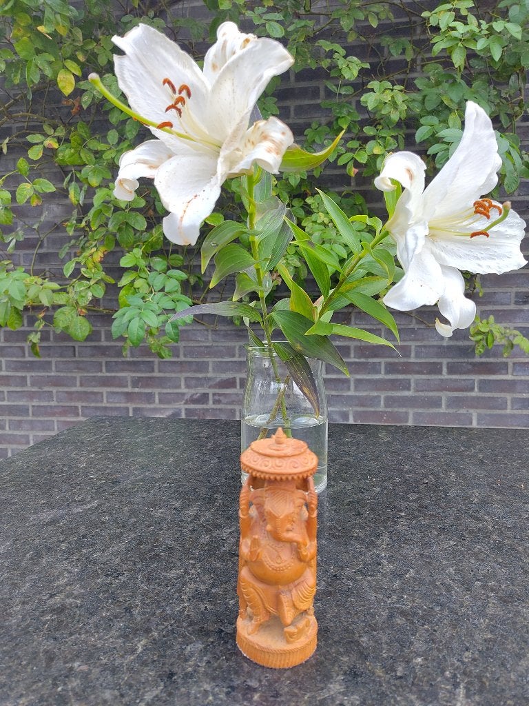 Ganesha beeld van massief hout, Minder dan 20 cm, Ophalen of Verzenden, Beeld, Hout