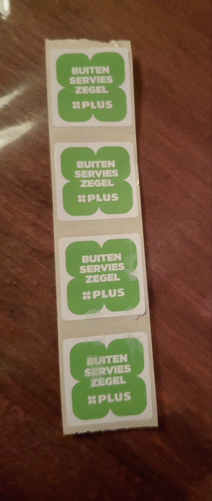 Plus buitenservies zegels, Verzenden, Winkel, Super of Benzinepomp, Zegels, Bonnen of Punten