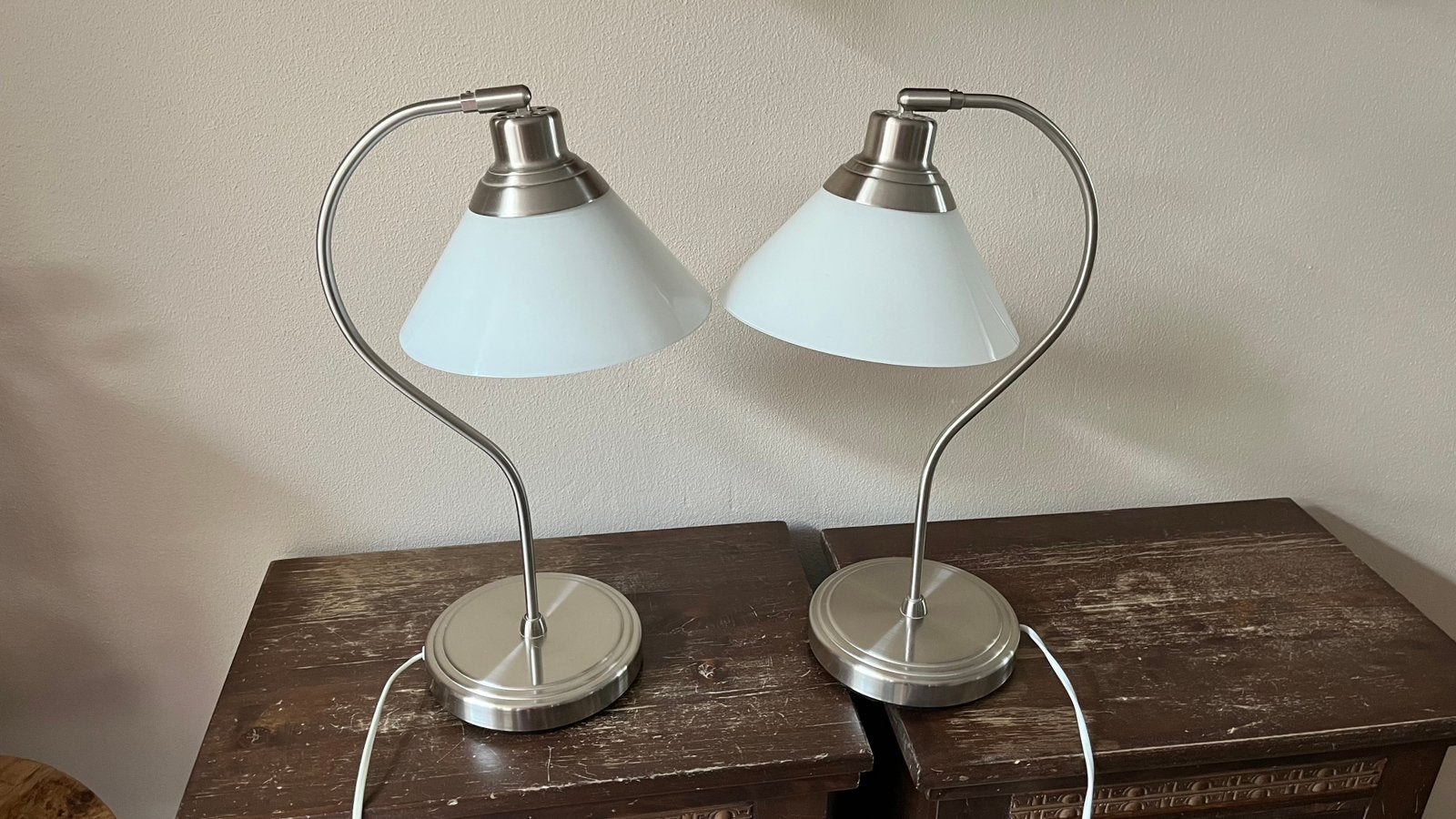 2 staande lampen schemerlampen nachtkasjes - met spaarlampen, Ophalen, Zo goed als nieuw