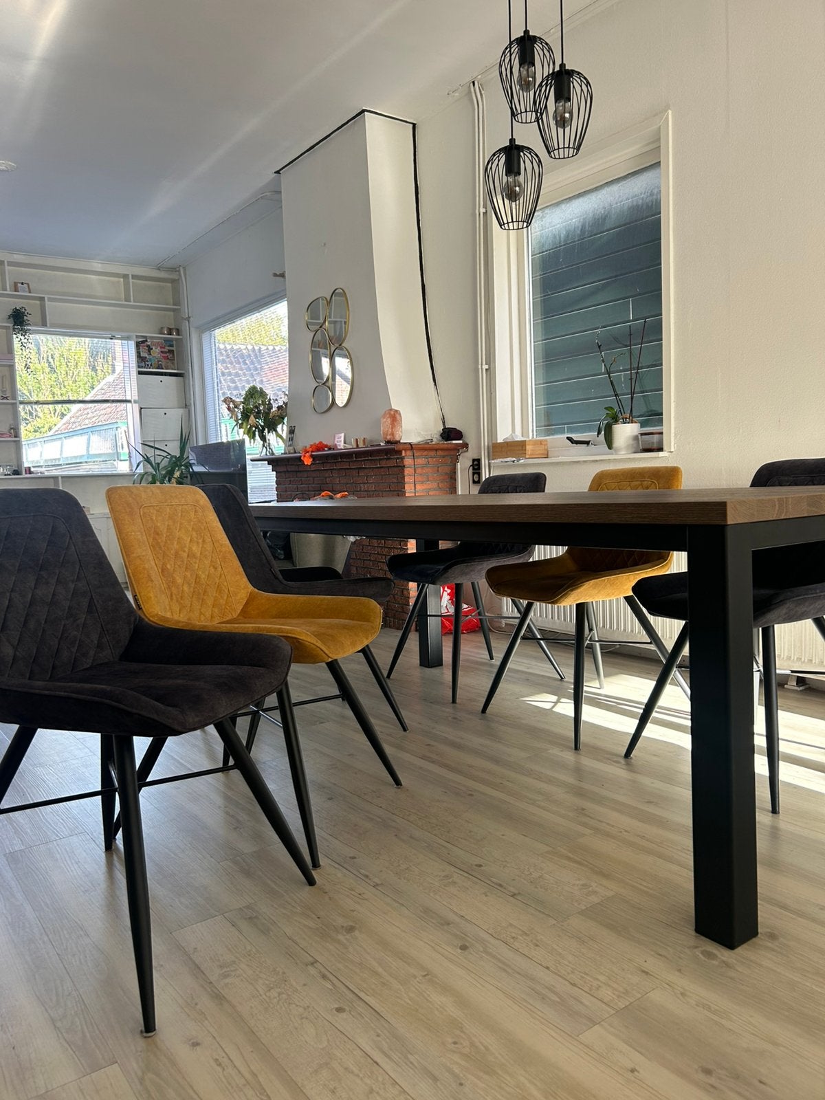Eettafel + 6 stoelen, Ophalen, 100 tot 150 cm, 200 cm of meer, Zo goed als nieuw
