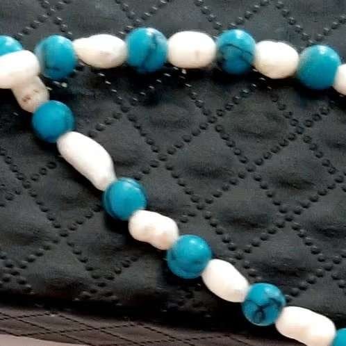 Collier mini Pareltjes met Turquoise natuursteen, Sieraden, Tassen en Uiterlijk, Kettingen, Ophalen of Verzenden, Nieuw, Steen of Mineraal