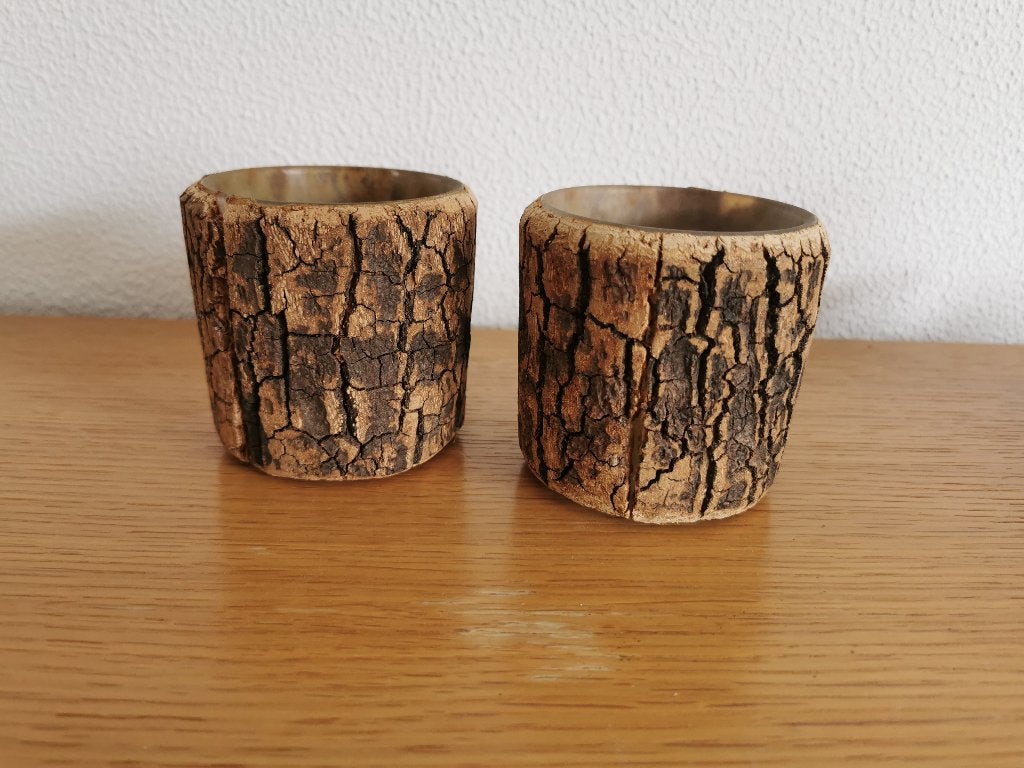 2 waxine houder glas met kurken rand, Ophalen of Verzenden, Zo goed als nieuw, Glas, Kandelaar