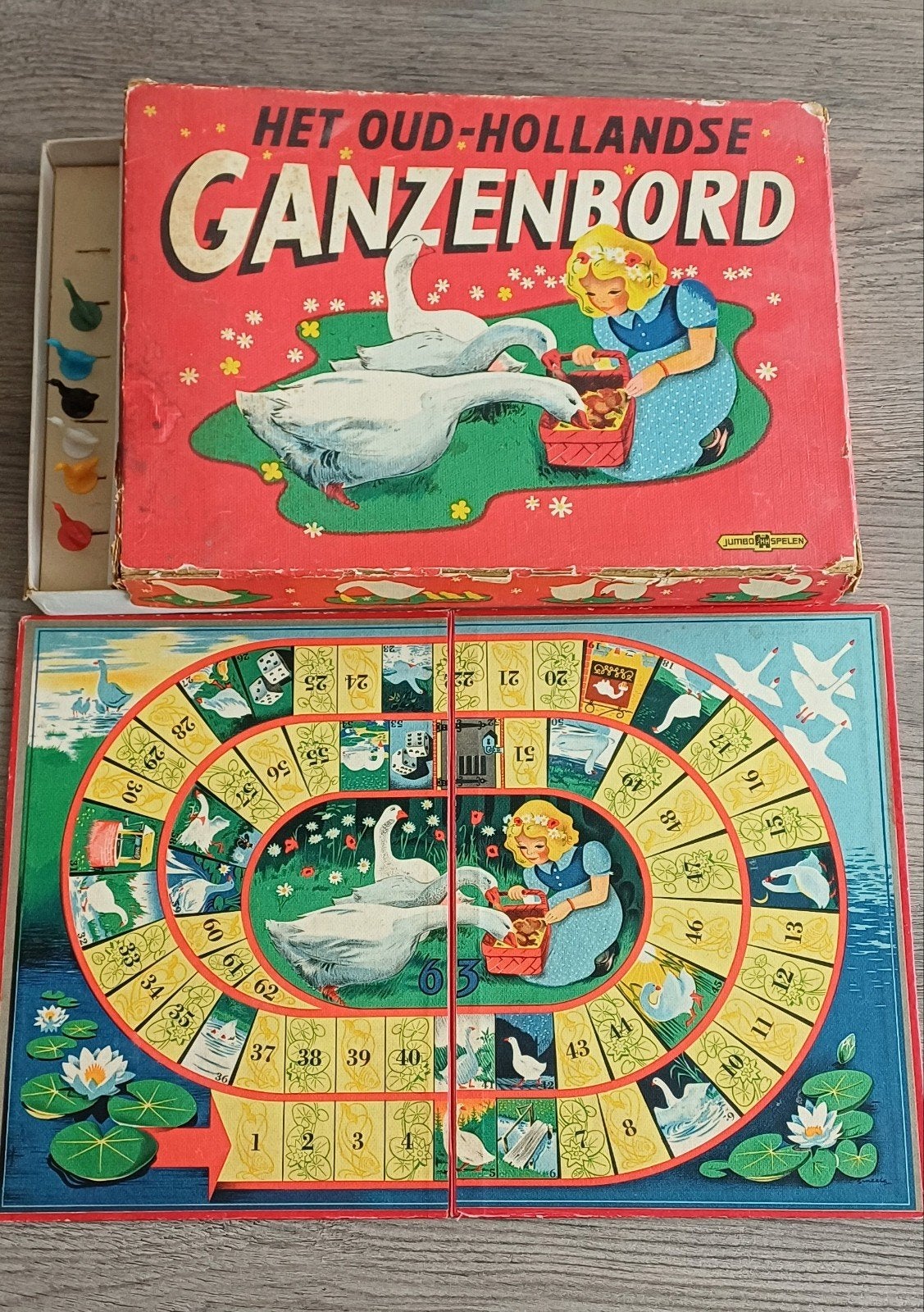 Oude uitgave ganzenbord, Jumbo Spelen, Een of twee spelers, Ophalen of Verzenden, Gebruikt, Jumbo