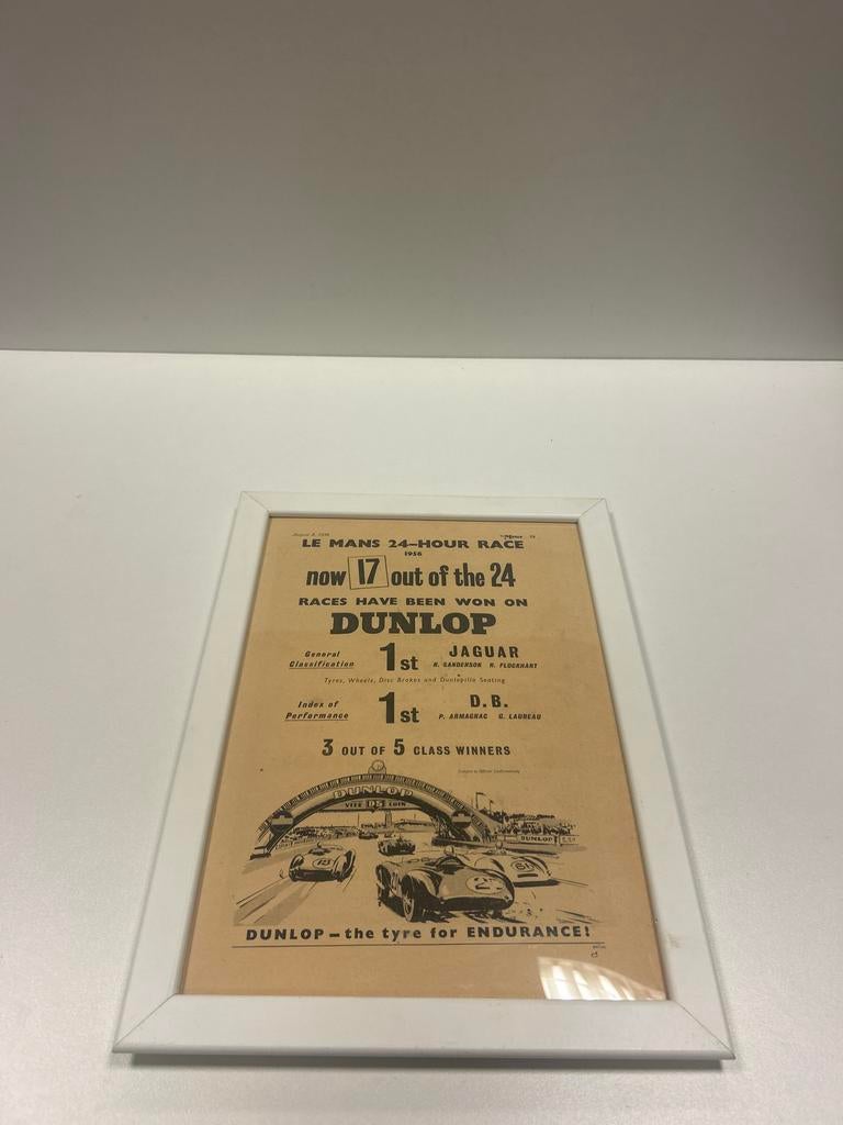 Vintage Le Mans 24-uur Race Dunlop 1956, Verzamelen, Ophalen, Zo goed als nieuw, A1 t/m A3