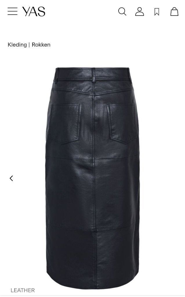 Leren rok, Zwart, Nieuw, Onbekend, Knielengte