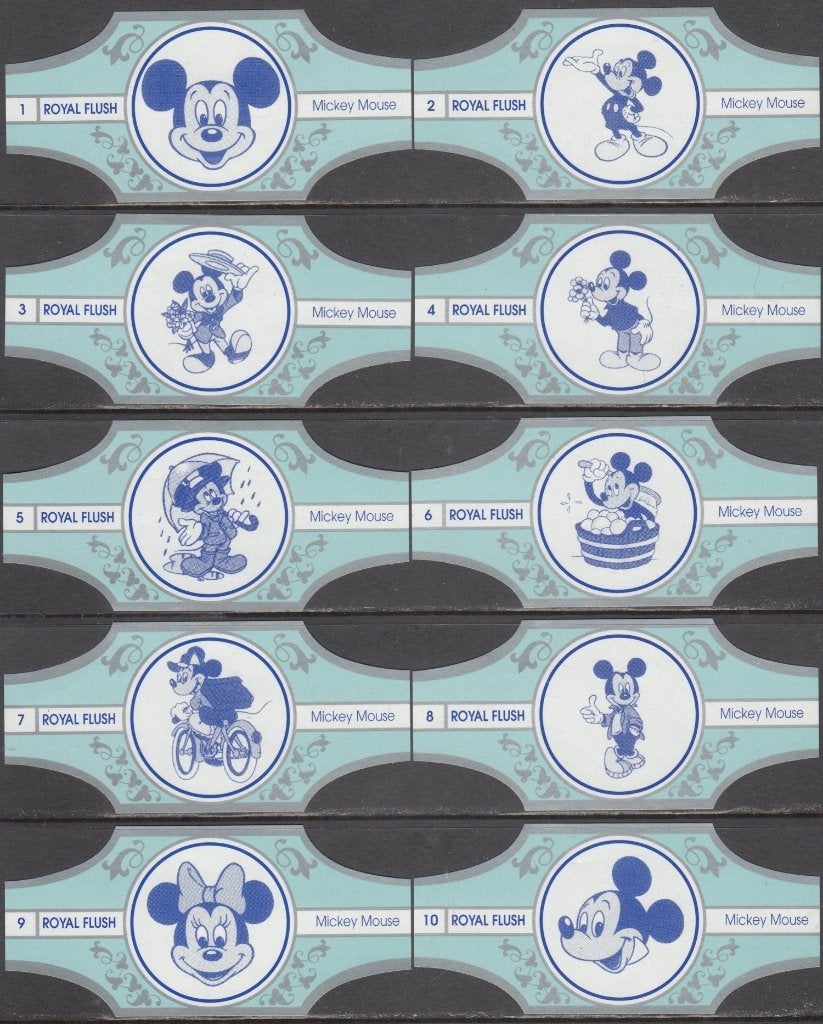 Sigarenbanden van Mickey Mouse, Royal Flush 1-10 blauw-z., Ophalen of Verzenden, Nieuw, Sigarenbandjes