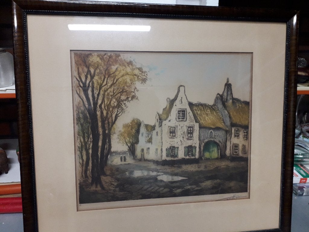 ANTIEKE KLEURENETS van L.DASSENBORNE 1873-1952 I.Z.G.STAAT, Ophalen of Verzenden, Ets