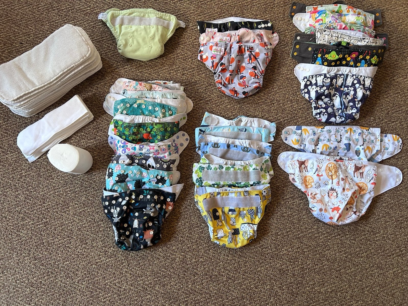 Uitgebreid pakket wasbare luiers (26 stuks) + inleggers (37, Ophalen, Gebruikt