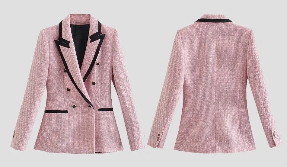 Roze geruit dames colbert vrouwen blazer jasje netjes sjiek, Verzenden, Maat 42/44 (L), Nieuw, Jasje