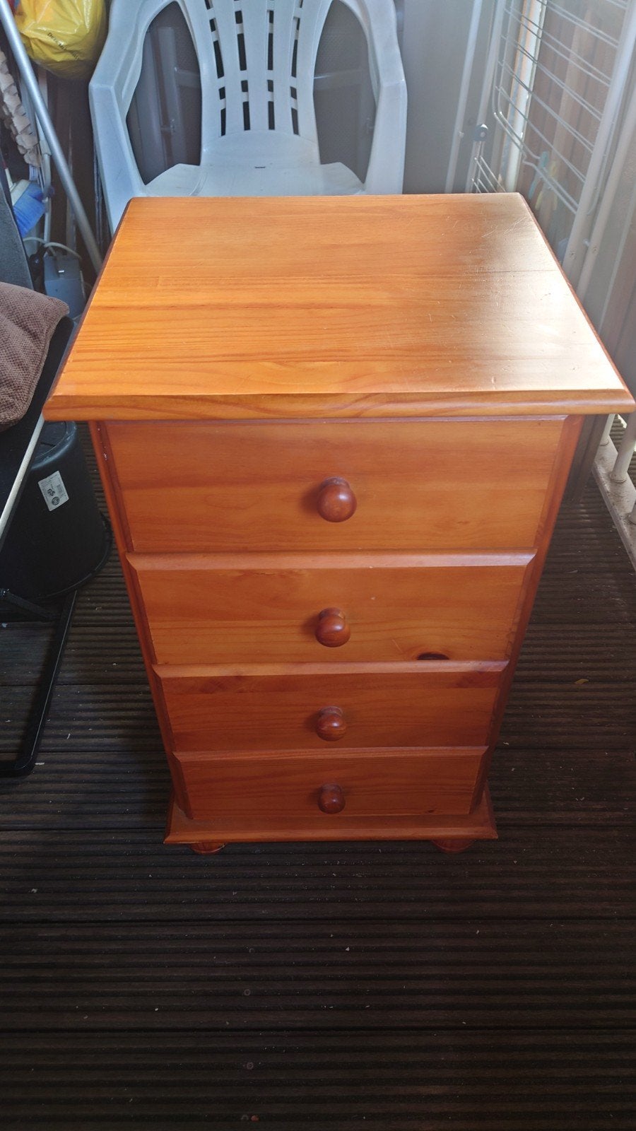 Houten ladekast / nachtkastje met 4 lades, Huis en Inrichting, Ophalen, Minder dan 50 cm, Gebruikt, Eikenhout