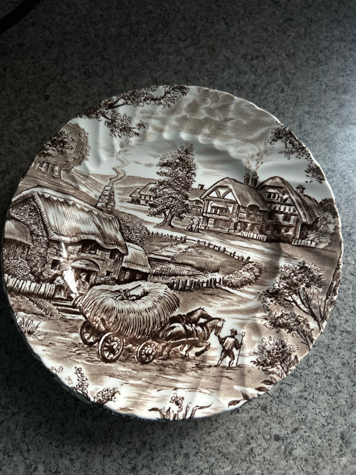 Vintage Ridgway Ironstone "Hayride" borden - set van 5, Ophalen
