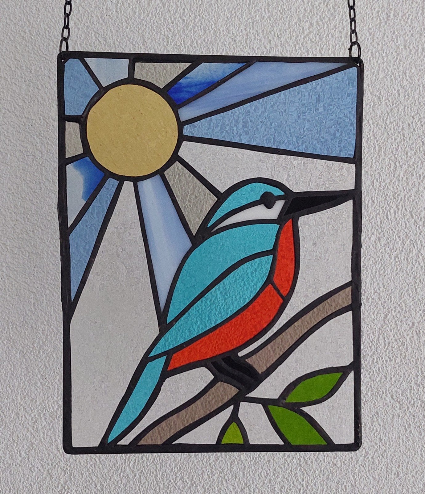 Raamhanger - glas in lood - tiffany - IJsvogel, Ophalen of Verzenden, Nieuw, Glas