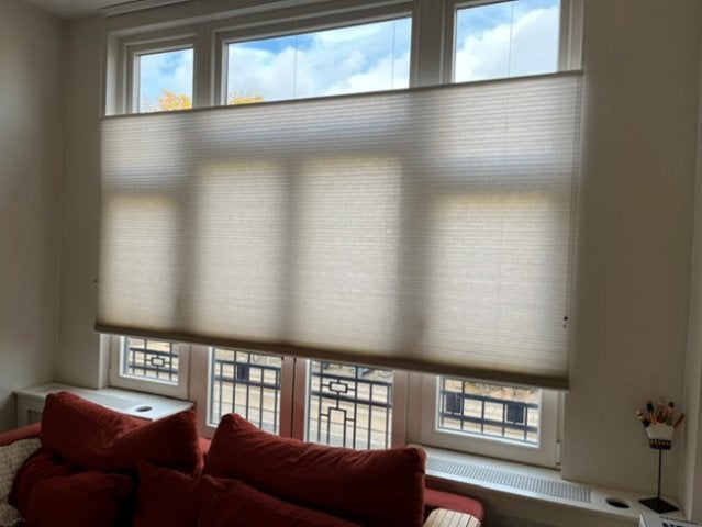 Luxaflex duettes, licht ecru, twee stuks, Ophalen, Overige materialen, Duo rolgordijn, Koordbediening