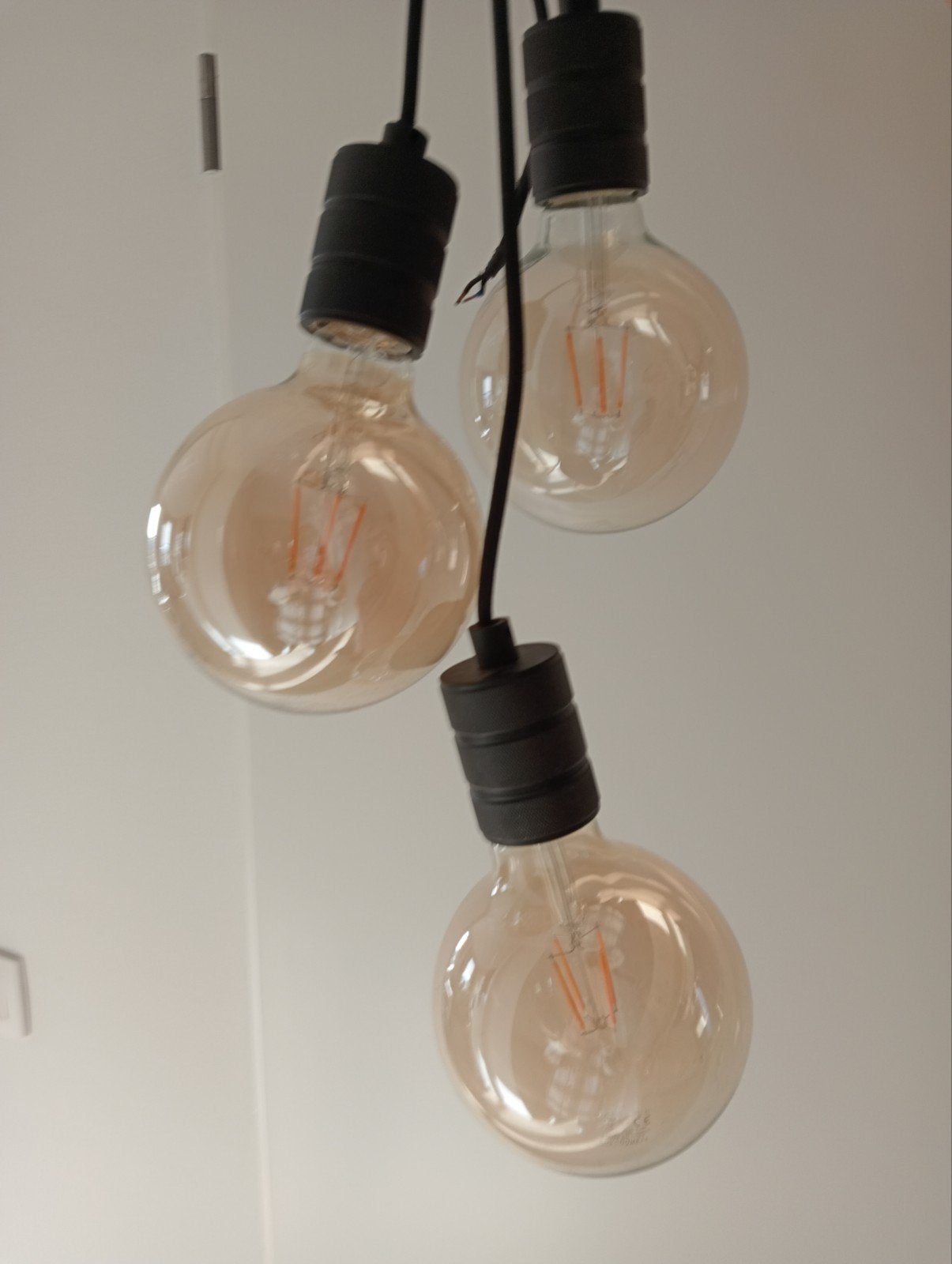 Hanglamp met 3 Edison LED lampen - industrieel design, Zo goed als nieuw, Glas, Industrieel, Vintage, E27 (groot)