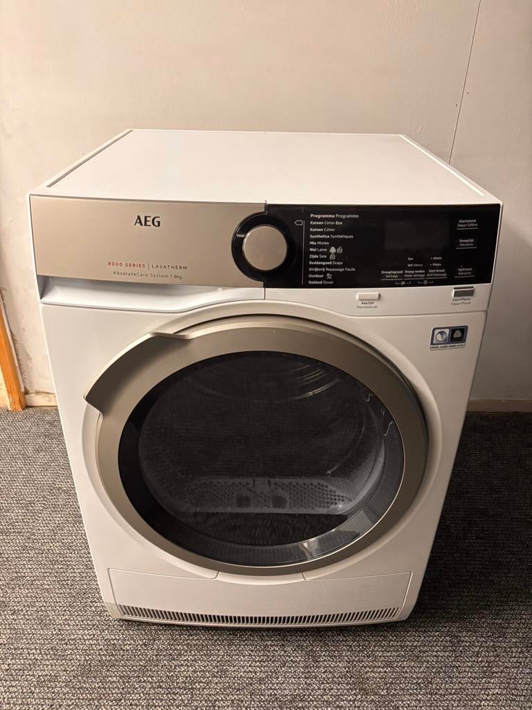 Aeg droger 8000 serie, Witgoed en Apparatuur, Wasdrogers, Ophalen, 6 tot 8 kg, Zo goed als nieuw, 85 tot 90 cm