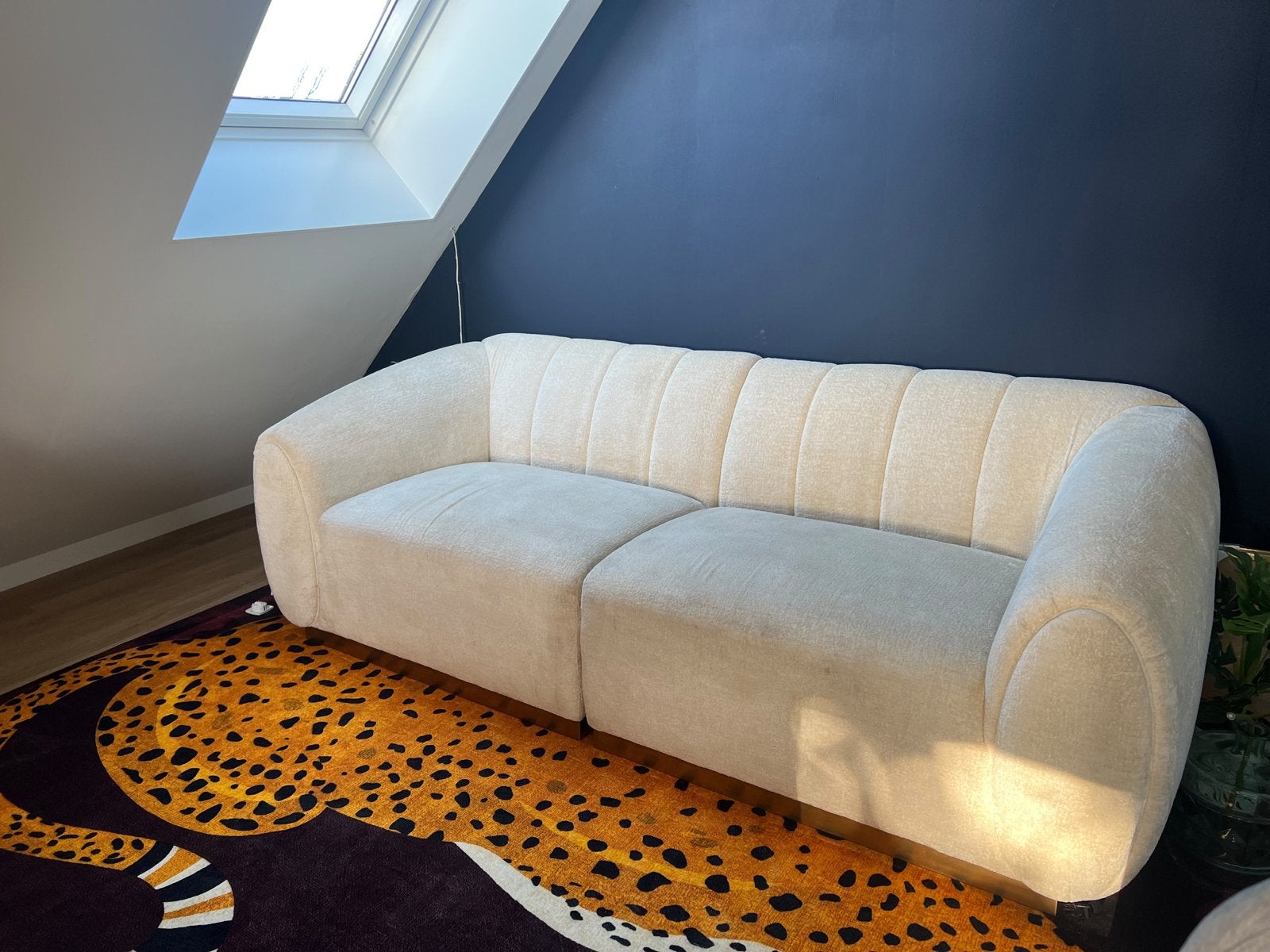 Richmond Interiors Bouclé Bank - Crème, Ophalen, Driepersoons, 75 tot 100 cm, Rechte bank