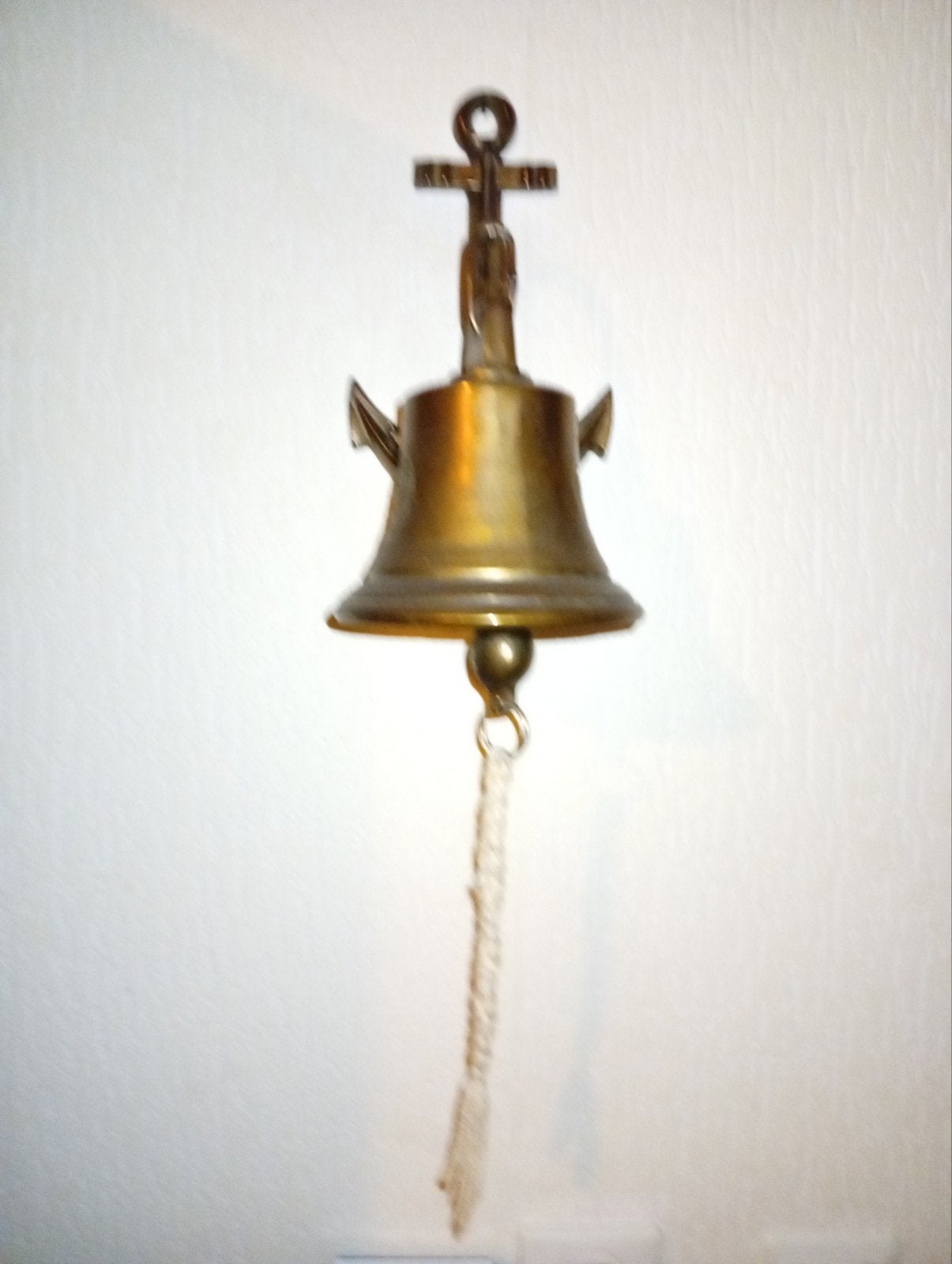Vintage messing scheepsbel met anker en touw, Antiek en Kunst, Antiek | Overige Antiek, Ophalen of Verzenden