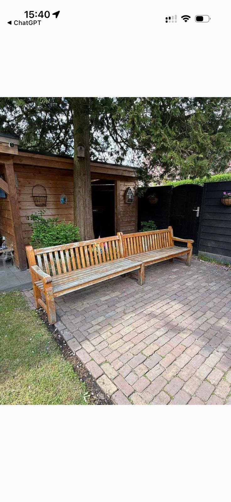 Uniek Teakhouten tuinbank 3,5 meter, Tuin en Terras, Ophalen, Zo goed als nieuw, Teakhout