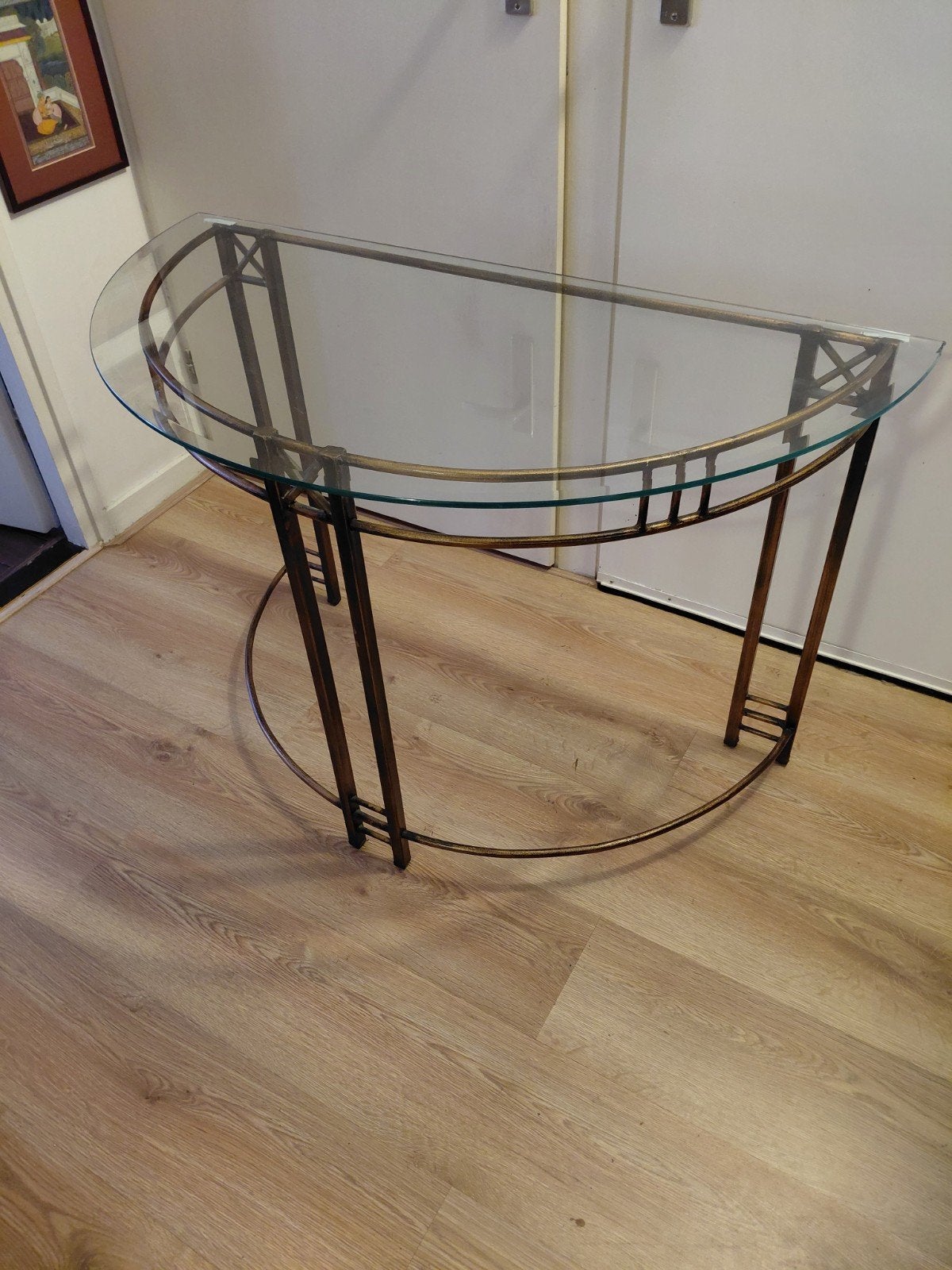 messing side table met glazen plaat, Huis en Inrichting, Tafels | Bijzettafels, Ophalen of Verzenden, Rechthoekig, 75 cm of meer