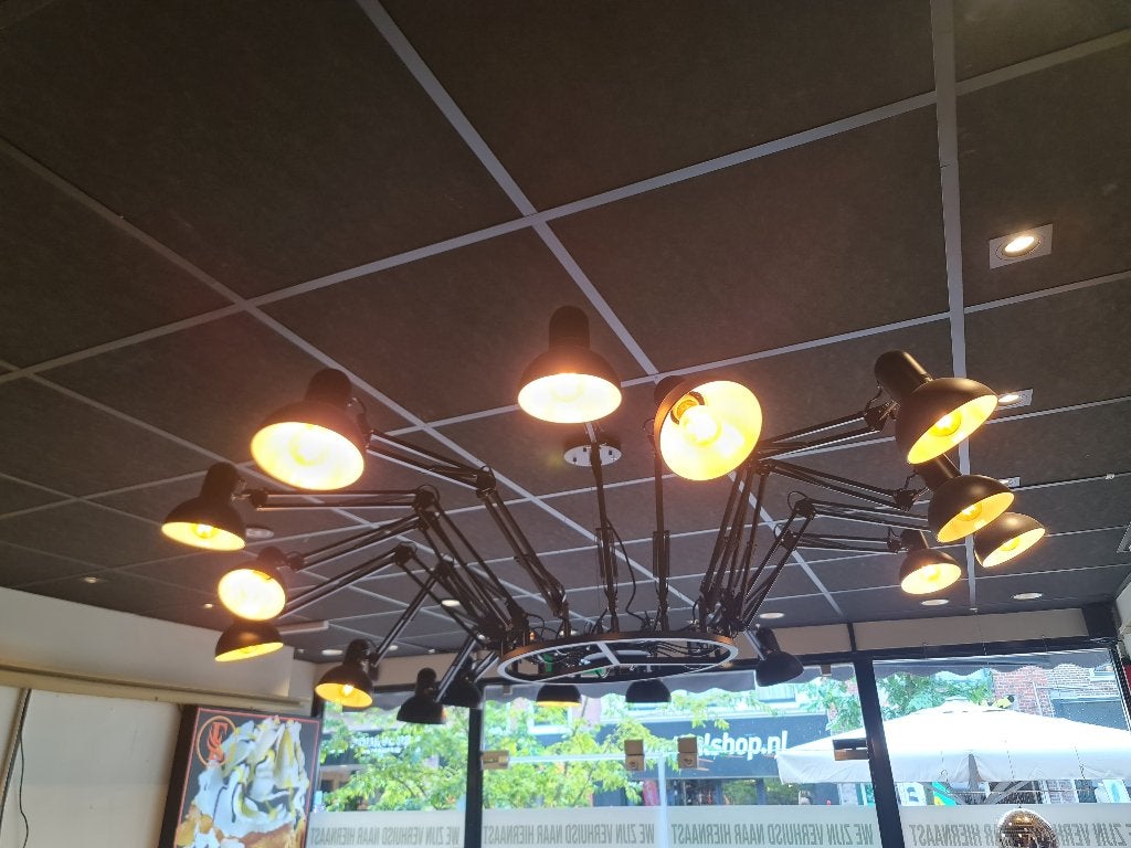 Industriële hanglamp zwart 16-lichts verstelbaar, Ophalen, Gebruikt, Verlichting