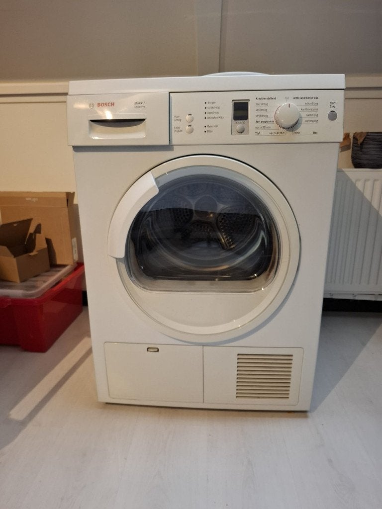 Bosch WTE86302NL/05 wasdroger - deurrubber lekt, Ophalen, Gebruikt, Voorlader, 85 tot 90 cm