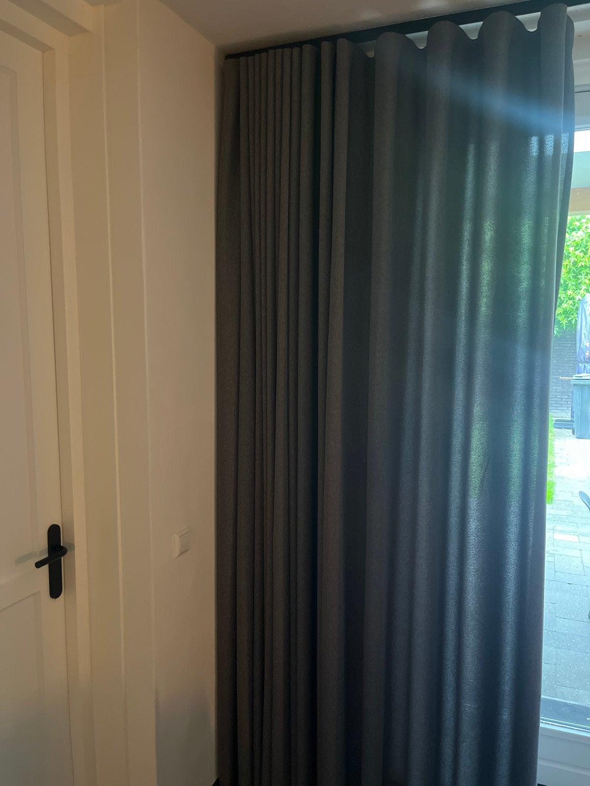 Semi-transparant grijze gordijnen, Ophalen of Verzenden, Gebruikt, Grijs