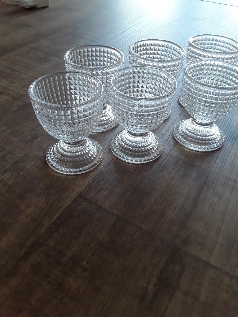 6 vintage eierdopjes. glazen eierdopjes. Villeroy & Boch, Antiek en Kunst, Ophalen of Verzenden