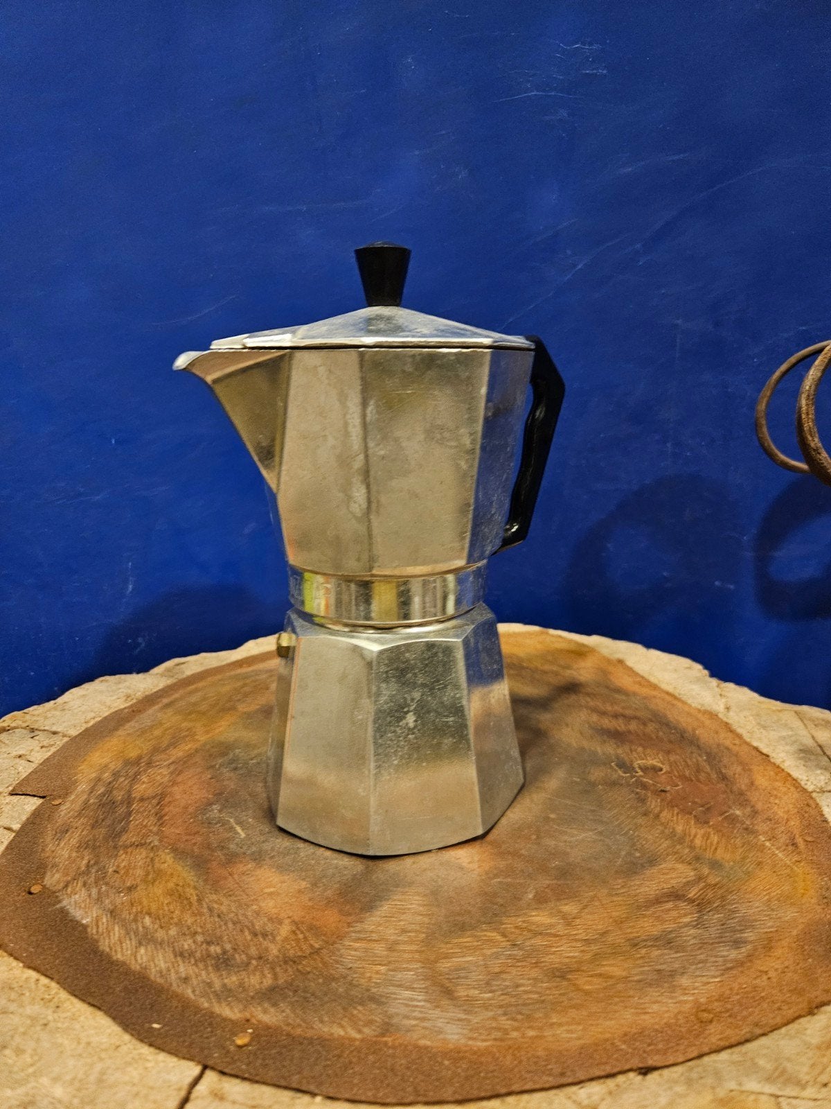 Vintage Aluminium Moka Pot - Zanzibar, Gebruikt, Espresso apparaat, Gemalen koffie, Ophalen of Verzenden