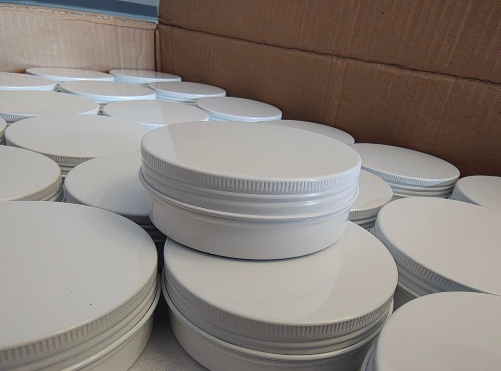 Witte aluminium blikjes met schroefdeksel, Ophalen of Verzenden