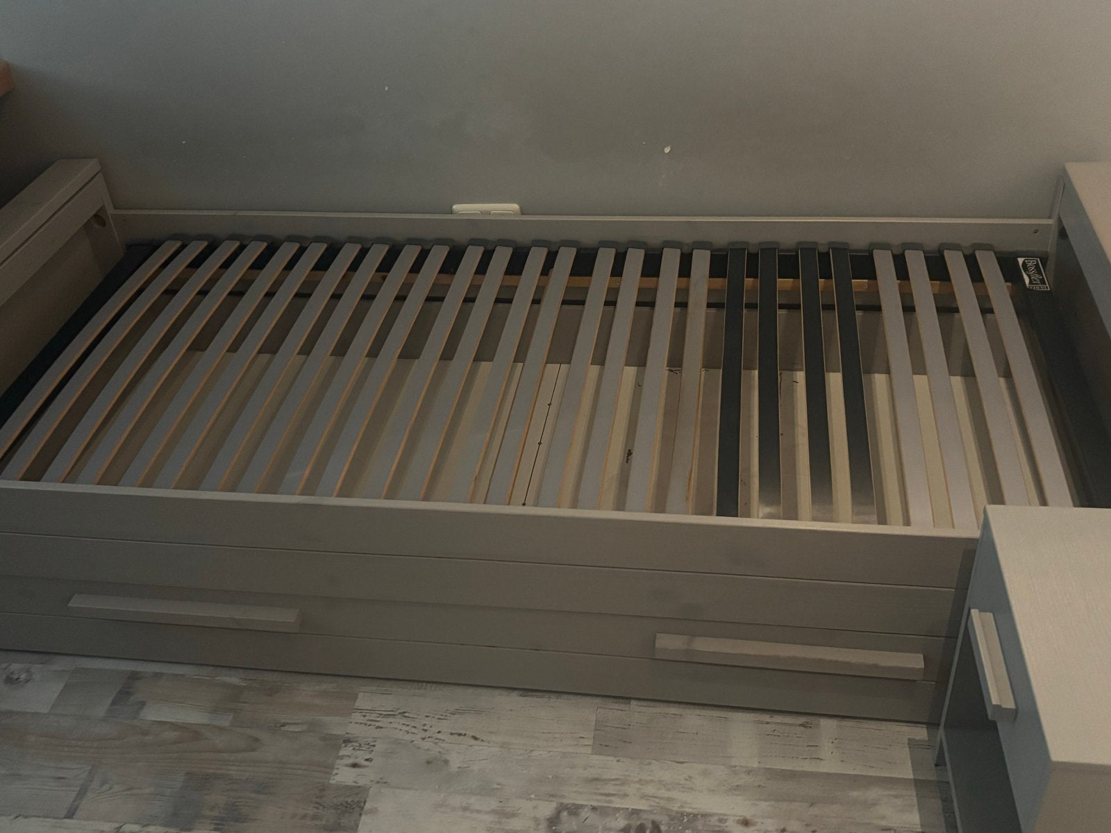 Eenpersoonsbed met opberglade en lattenbodem, Huis en Inrichting, Slaapkamer | Bedden, Ophalen, Gebruikt, 90 cm, Eenpersoons