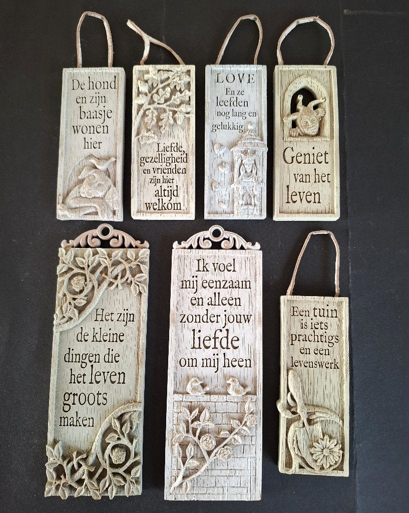 7 decoratieve bordjes met spreuken (nieuw), Ophalen of Verzenden, Nieuw
