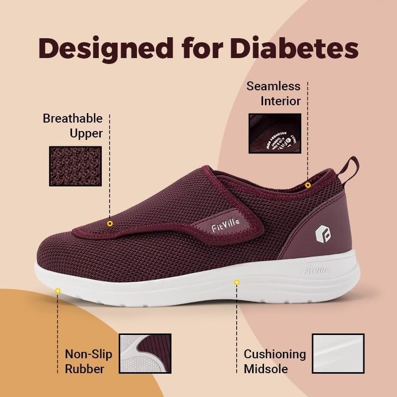 FitVille Comfortabele Sneakers bordeauxrood, Ophalen, Nieuw, Sneakers of Gympen, Rood