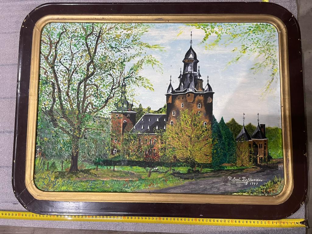 Schilderij op hout van chateau Beusdaal, Ophalen