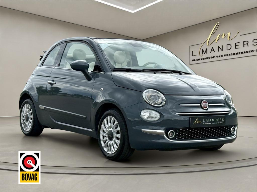Fiat 500C 1.2 Lounge 2019 GRIJS | Cabrio | Navigatie | Airco, Gebruikt, 4 cilinders, Cabriolet, Leder en Stof