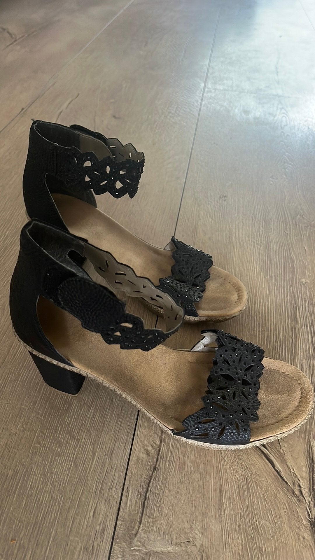 Rieker hak, Kleding | Dames, Schoenen, Ophalen of Verzenden, Zo goed als nieuw, Zwart, Sandalen of Muiltjes