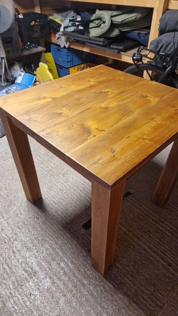 Vierkante houten tafel, Ophalen, Gebruikt, 50 tot 100 cm, Vierkant